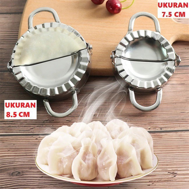 MurmerOfficial R358 SS STAINLESS CETAKAN PASTEL PANGSIT DUMPLING ALAT ROUND SILVER DIMSUM DUMPLING