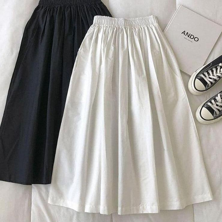 ۝ ROK JACKLYN SKIRT HS KATUN LINEN PINGGANG KARET Rok Wanita Terbaru 2022 Rok Katun Skirt Panjang 64