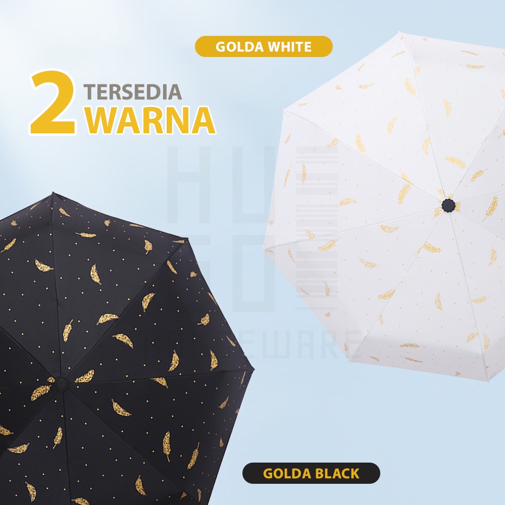 Payung Lipat Otomatis Buka Tutup Anti UV Protection Motif Feather Premium Quality HUGO