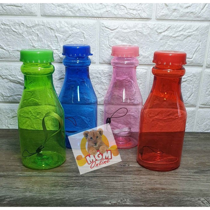 Botol Air plastik 300ML berwarna dengan Tali botol traveling 300ml