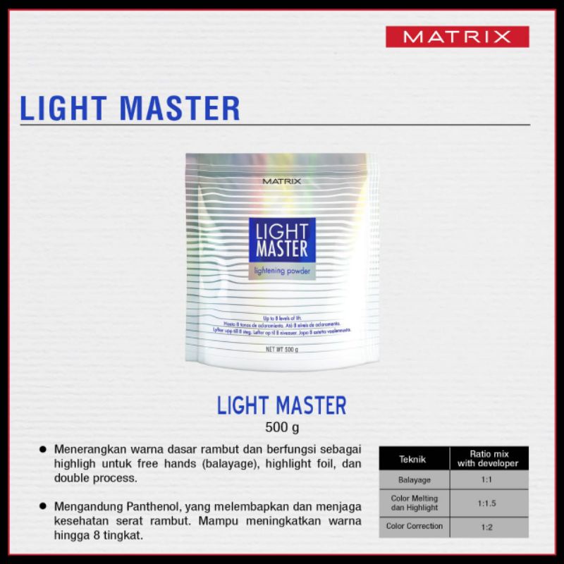 Matrix light master 500 gr ( bleaching rambut )