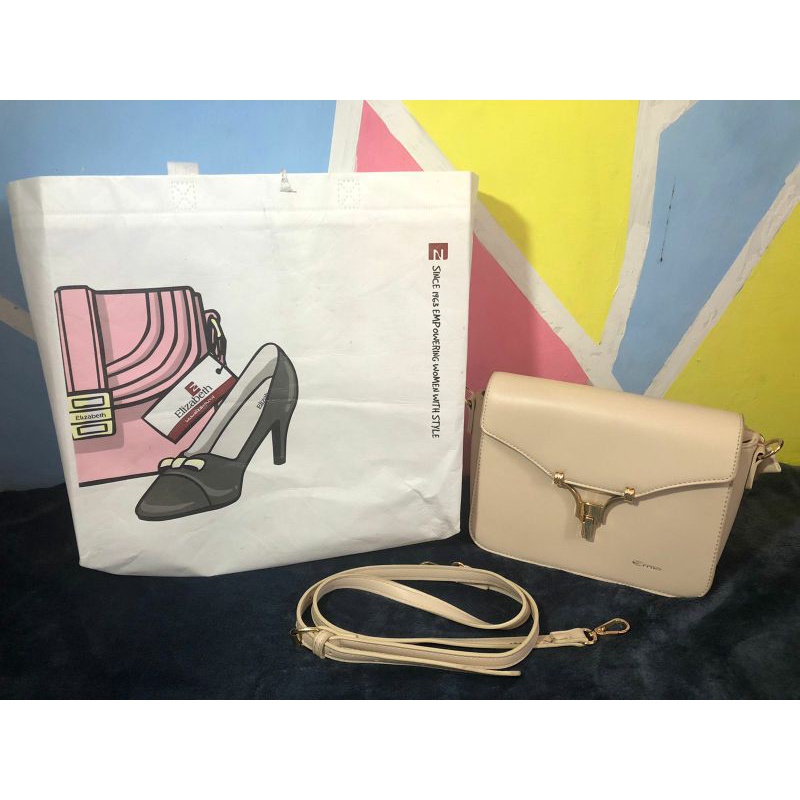 Preloved Tas elizabeth Dayle Sling Bag Tas selempang Tas jinjing Tas Bahu Tas wanita warna cream