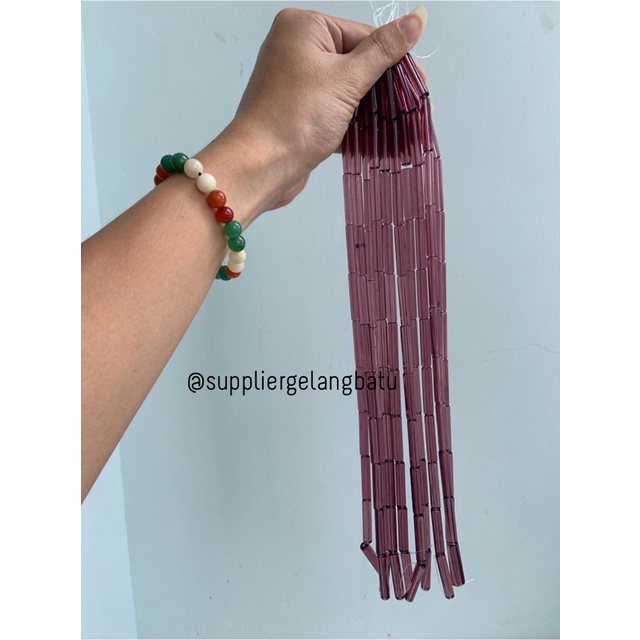 manik glass bead amethys quartz 30 x 5mm bahan prakarya gelang kalung