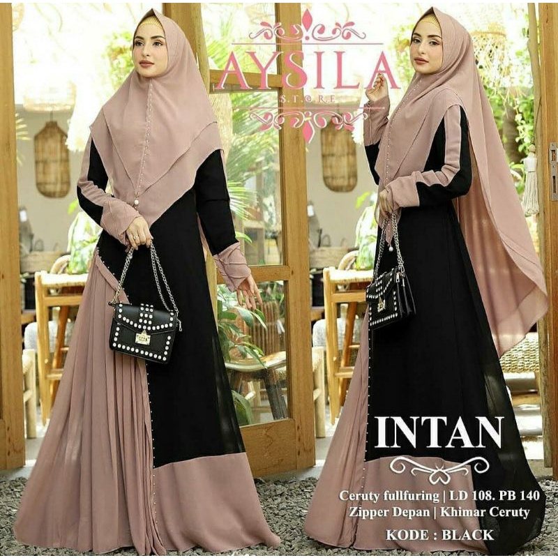 Baju Gamis Wanita Fashion Muslim Intan Syari Dress + Kerudung Gamis Remaja Terbaru
