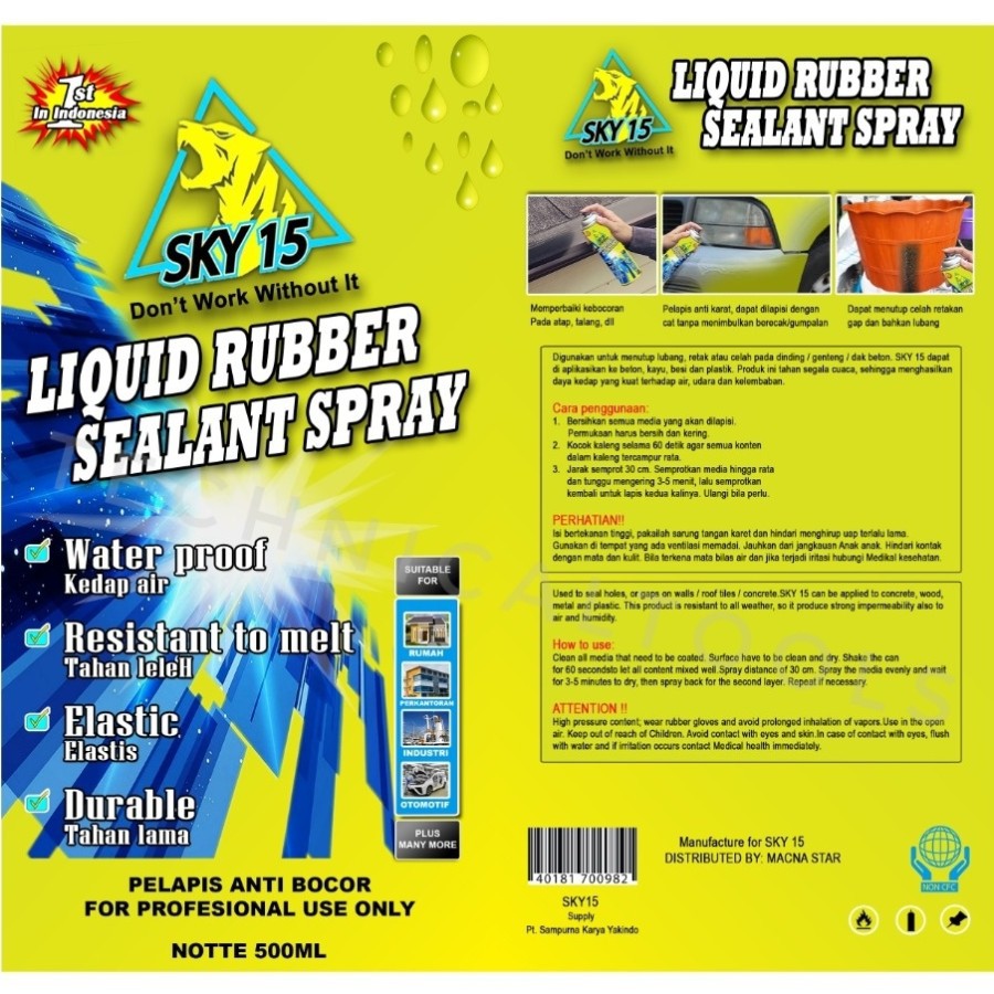 Cairan Anti Bocor Water Proof LIQUID RUBBER SEALANT SPRAY SKY 15 500ml