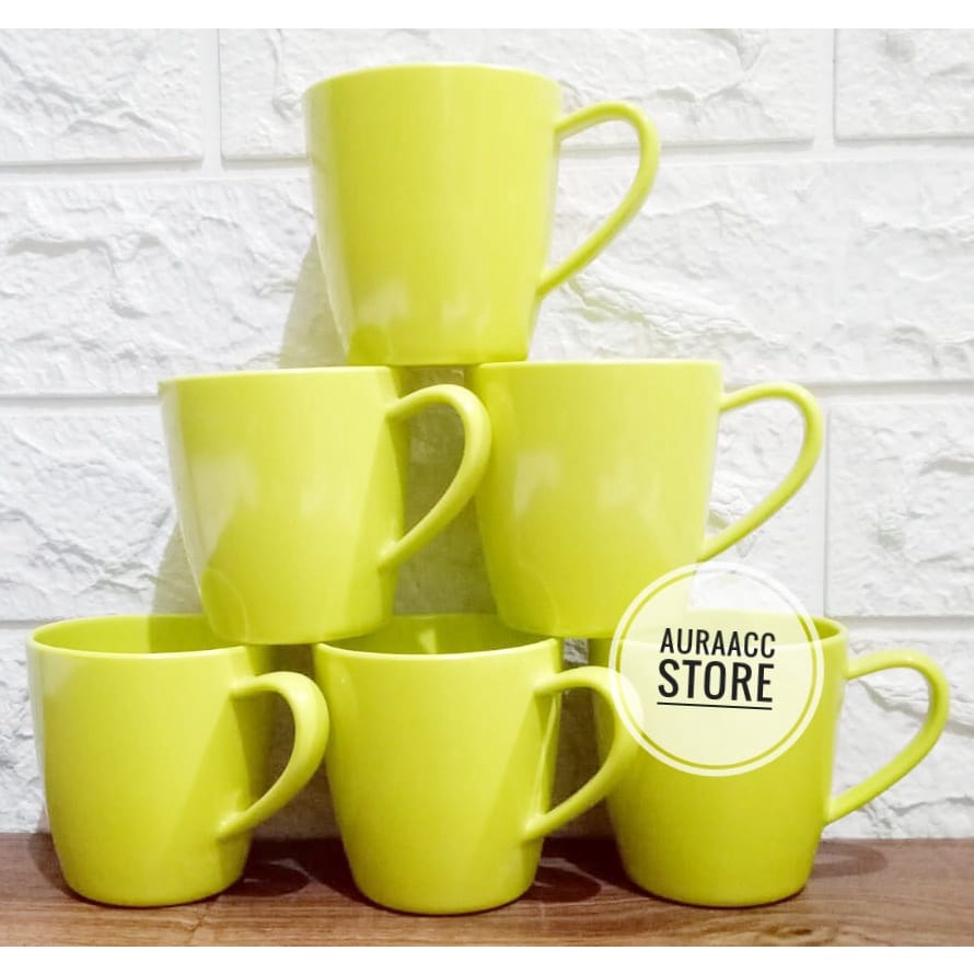 TERBARU 6PCS CANGKIR DONYKU/ CANGKIR MELAMIN/ CANGKIR TEH, KOPI/ WARNA; HIJAU MUDA/ TERMURAH