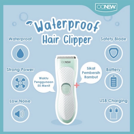 Oonew Hair Trimmer TB-1924 Clipper Waterproof Baby Anak Bayi Alat Cukur Potong Rambut Sisir Gunting Cutter