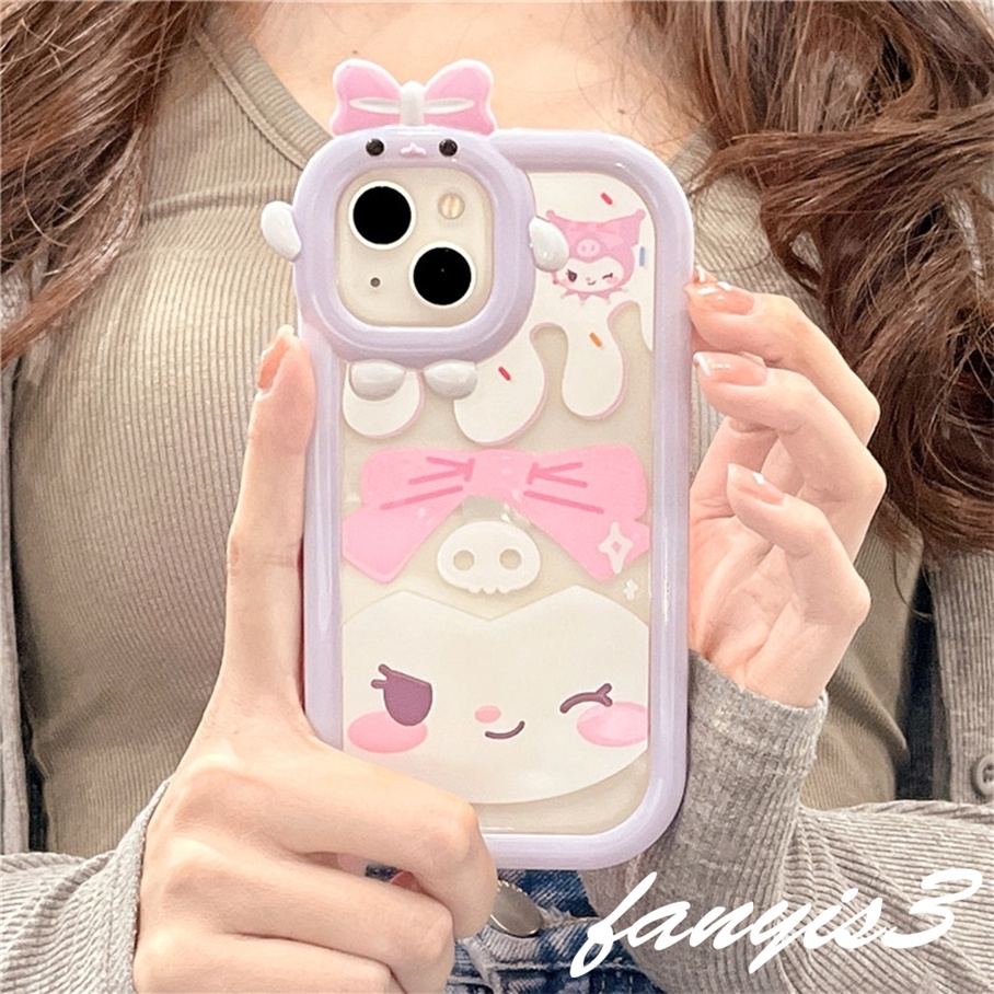 Compatible For iPhone 14 13 12 11 Pro Max X XR Xs Max 8 7 6 6s Plus SE 2020 Soft Case Pelindung Desain Kartun Kuromi Untuk