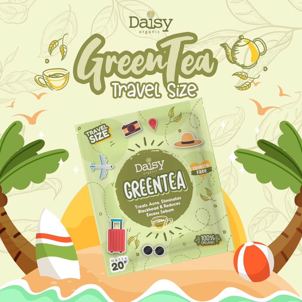 Daisy Organic Greentea Facemask Travelsize Face Mask Masker Green Tea Travel Size