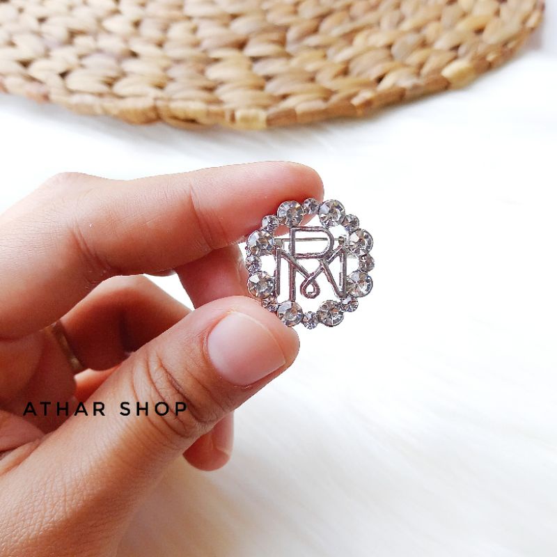 Bros B/bross signature branded import premium/brooch button/Bros hijab Athar shop scarve/Bros dada-RM BULAT SILVER