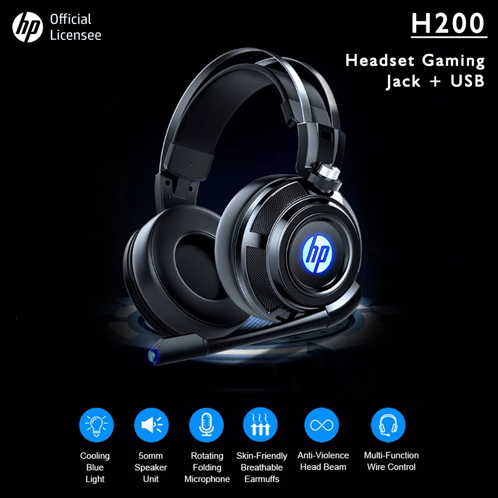 Jual Headset Gaming HP H200 Diameter Speaker 50mm / Koneksi Jack 3