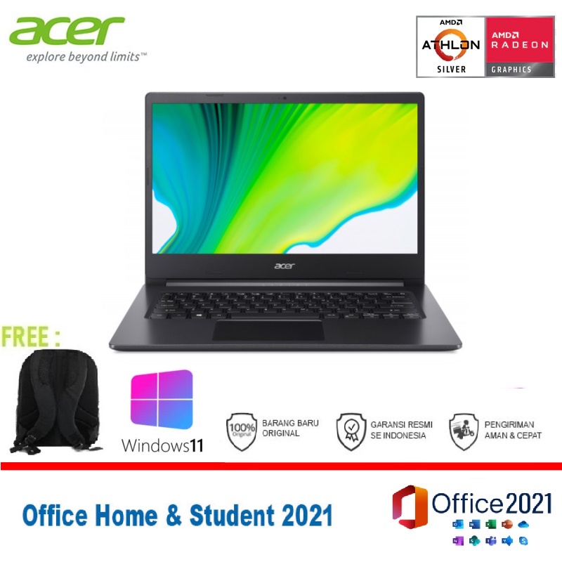 Acer Aspire 3 A314-22-R430 AMD Athlon Silver-3050U/4GB/256GB SSD/AMD Radeon/14″FHD/Win 11+OHS 2021