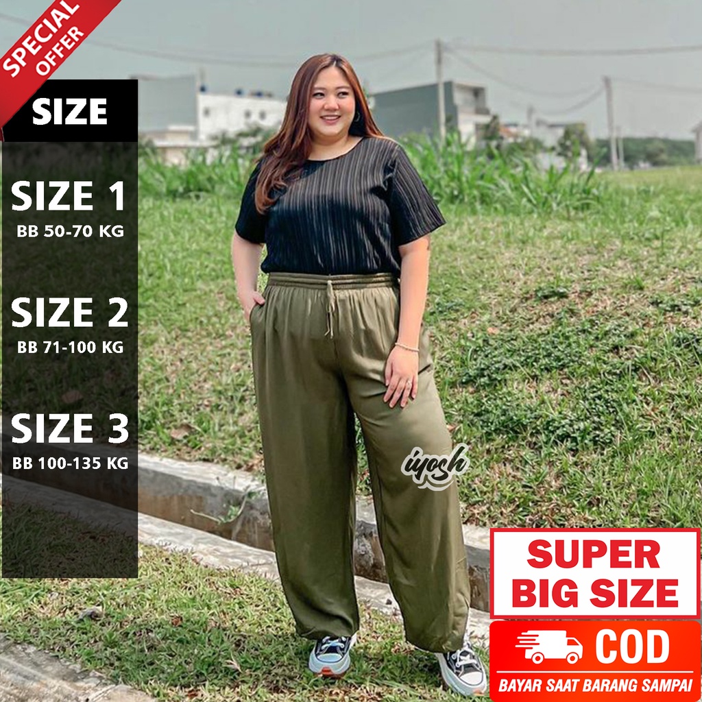 Kulot Jumbo Highwaist Pinggang Full Karet - Celana Kulot Jumbo BB 70-135 KG