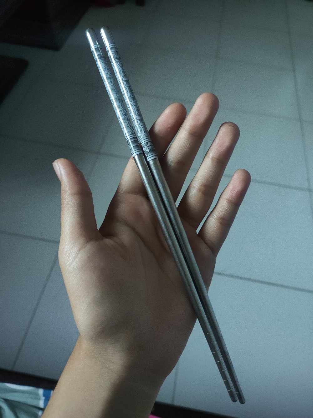 Sumpit Stainless Steel Ulir/chopsticks Motif 22,5cm
