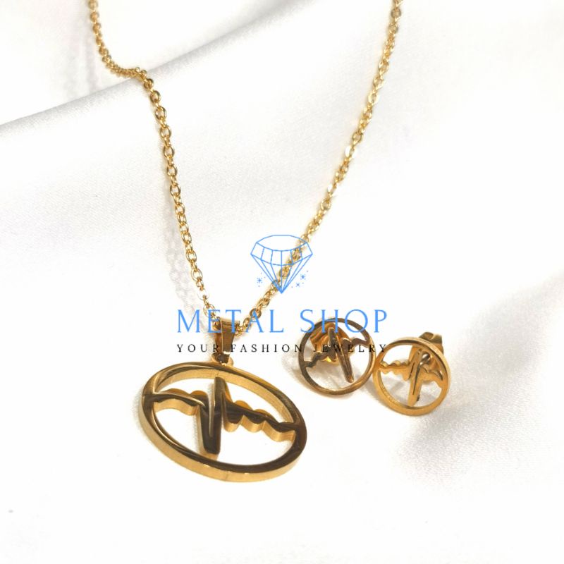 Kalung set anting korea titanium model Petir