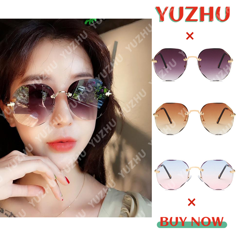 (YUZHU) Kacamata Hitam Bentuk Bulat Gaya Korea Untuk Wanita