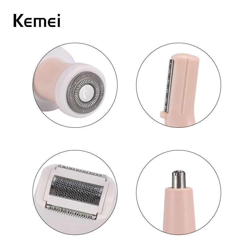 Kemei Km-3024 4 In 1 Alat Cukur Bulu Hidung Elektrik Untuk Wanita