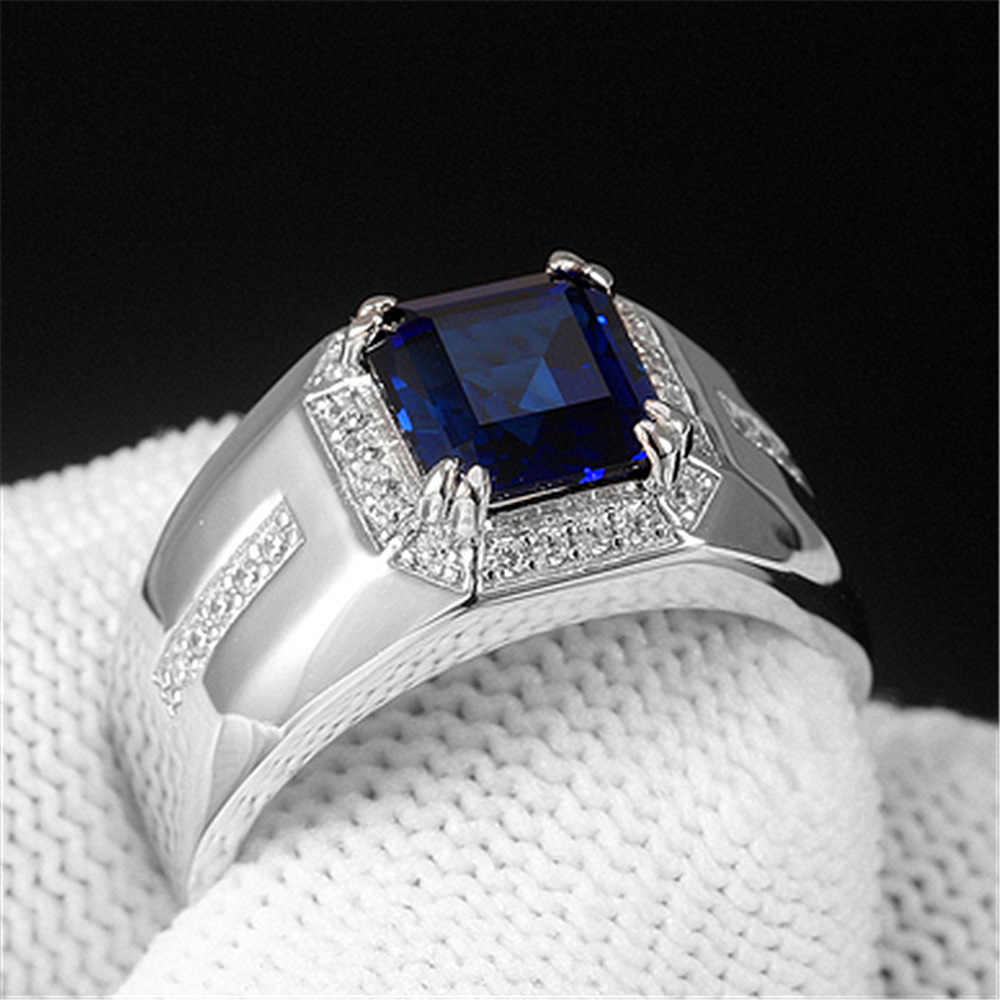 Cincin Berlian Zamrud Platinum Safir Perak Fashion Pria Wanita Kristal Rings