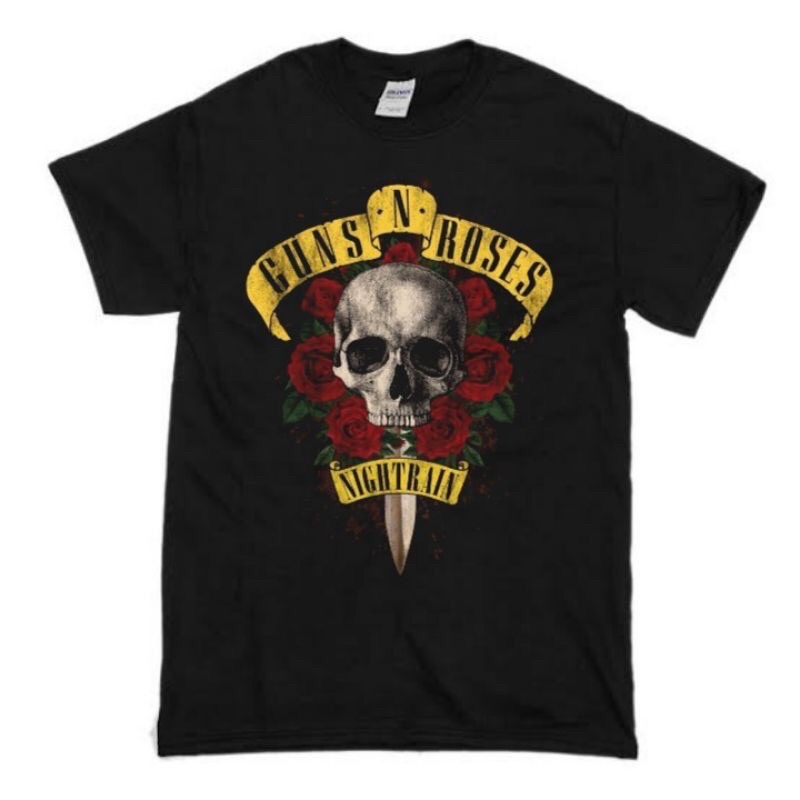 KAOS BAND GUNS N ROSES “NIGHTRAIN” | T-SHIRT BAND GUNS N ROSES | BAJU BAND GNR PRIA HITAM MUSIK