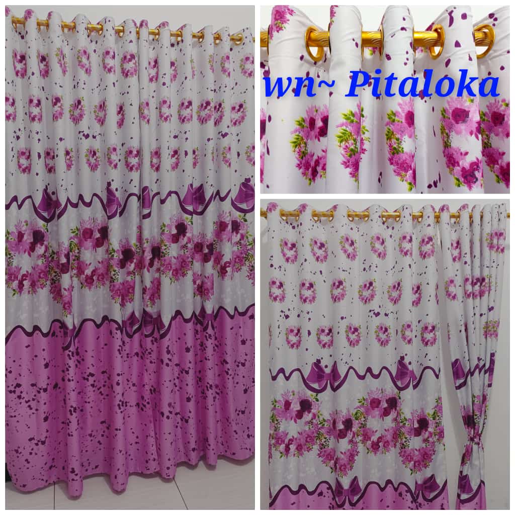 Waty grosir New motif gorden homemade best seller smokring besar uk 135x220 gorden pintu 12 ring