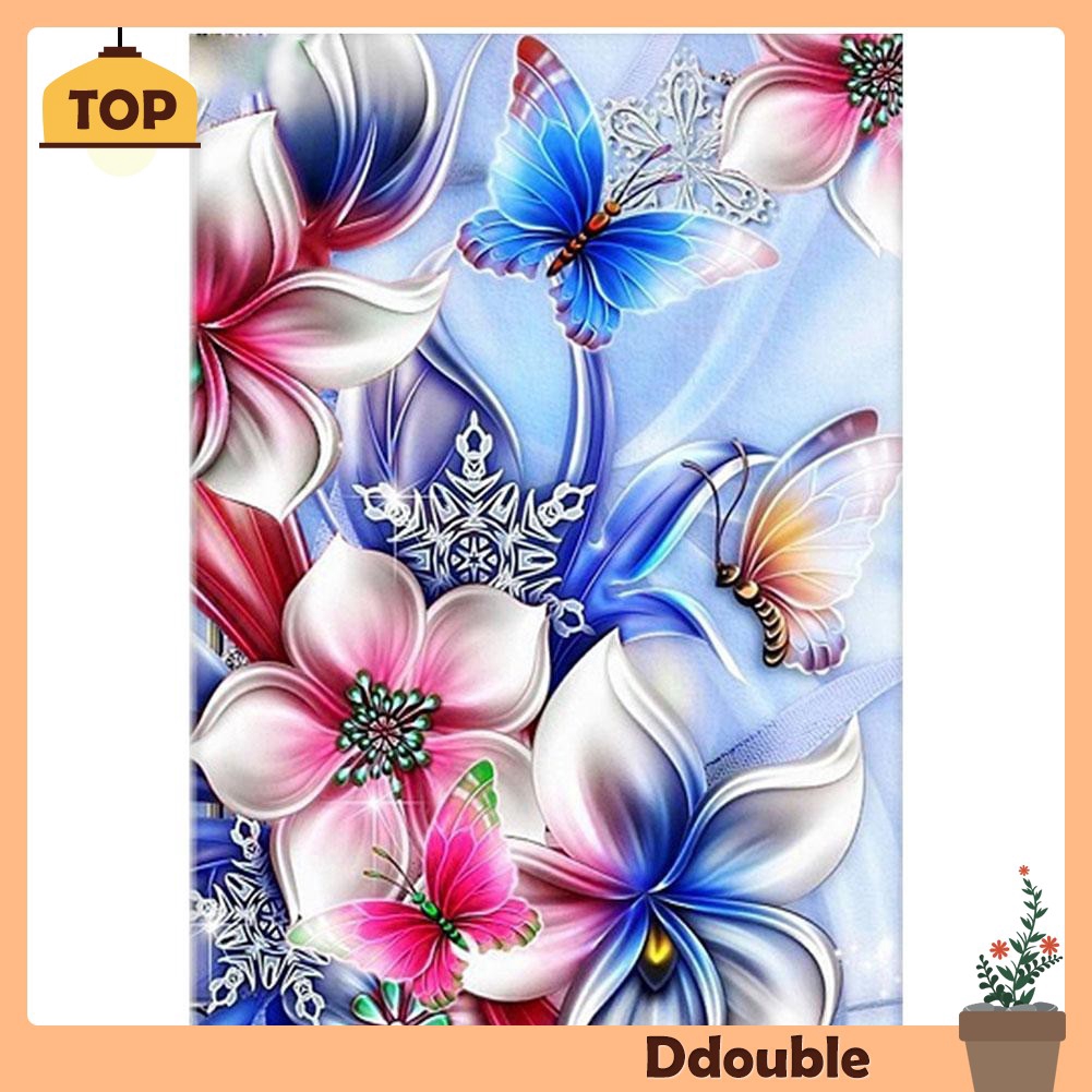 Diy Lukisan Diamond 5d Dengan Gambar Bunga Dan Kupu Kupu Untuk