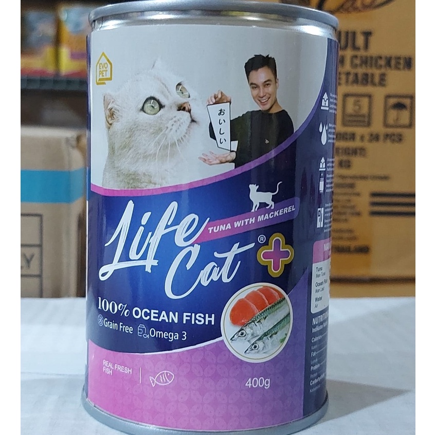 MAKANAN KALENG KUCING DEWASA DAN KITTEN LIFE CAT PLUS - 400 GR