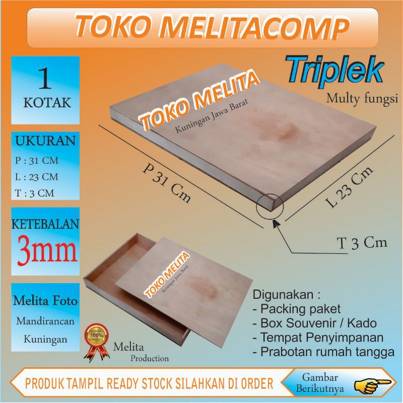 

Kotak kayu triplek 31x23x3cm serba guna