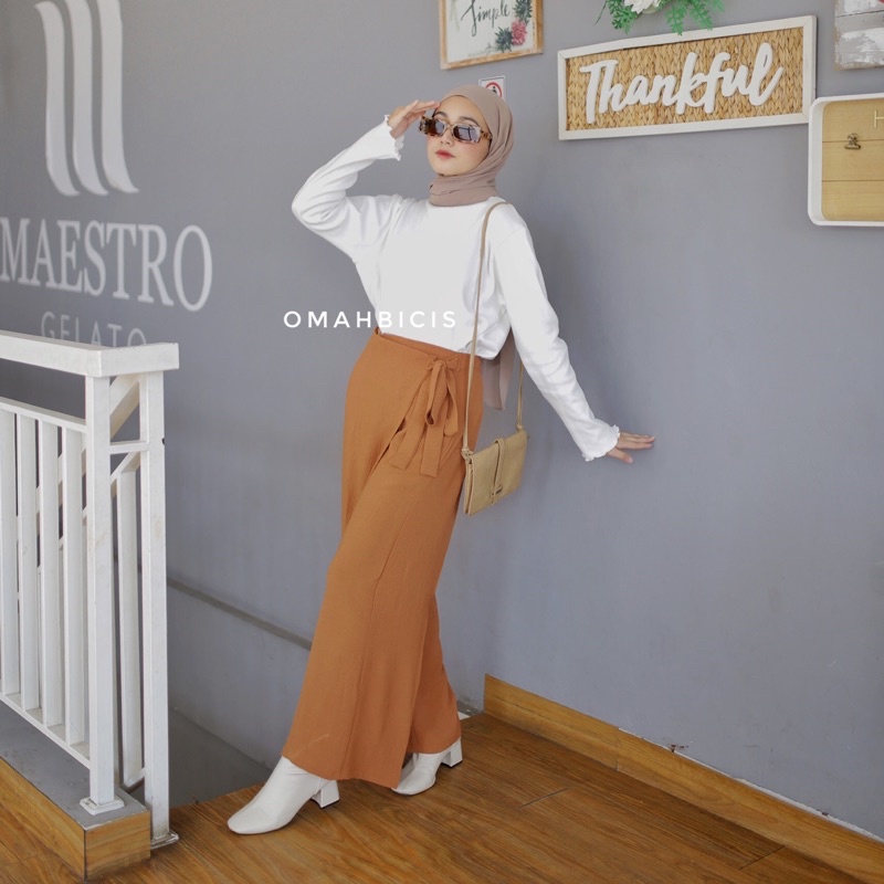 Shafira Tied Kulot pants Air flow By omahbicis -Wrap Pants-Celana Korea -Celana Anti kusut -Celana anti Setrika