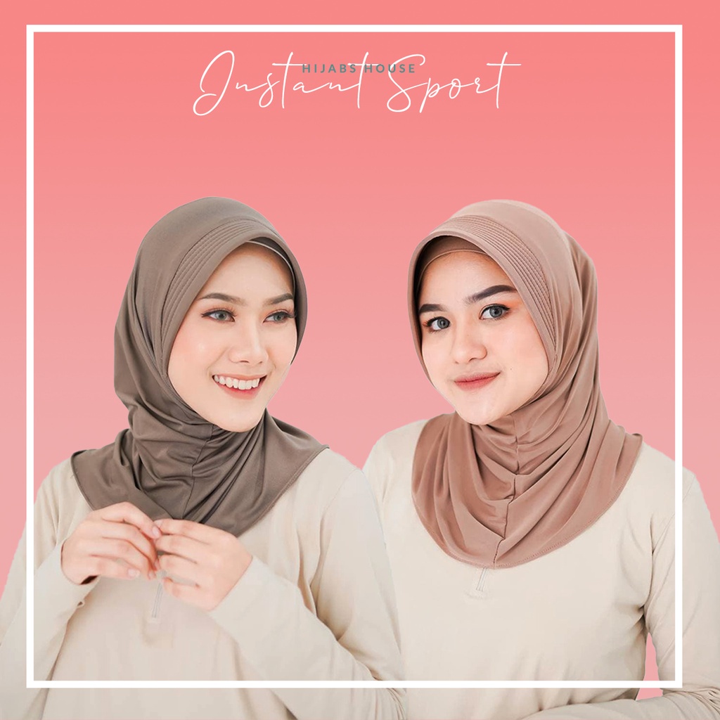 Hijab Instan Sport Kerudung Olahraga spandek bergo polos Linear / Hijab Sporty Pendek Instan