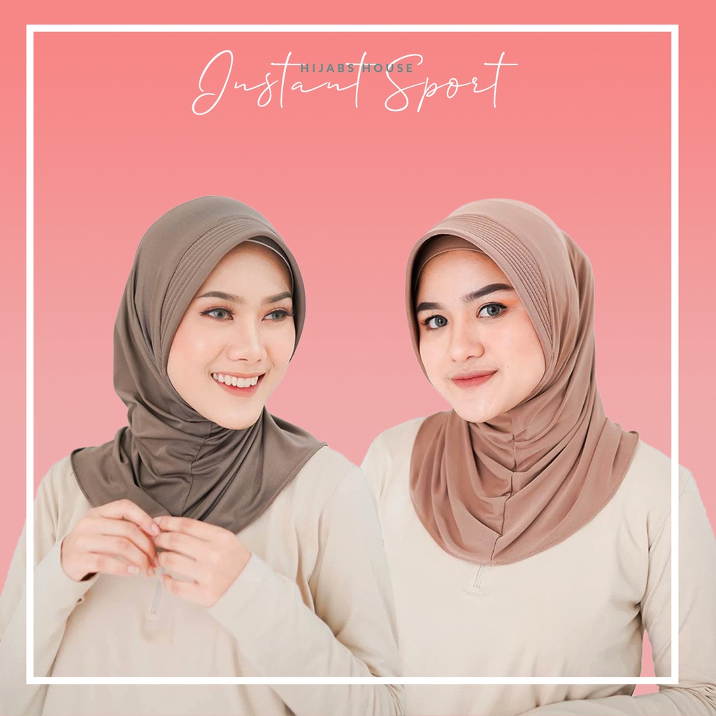 Hijab Instan Sport Kerudung Olahraga spandek bergo polos Linear / Hijab Sporty Pendek Instan