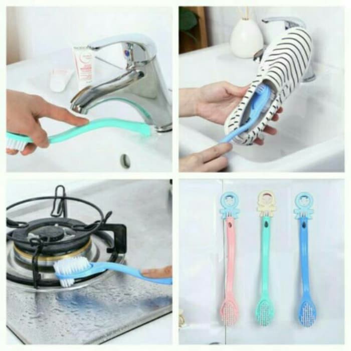 Sikat Pembersih Sepatu Triple Bulu 3 in 1 Shoes Brush tiga sisi clean tools serbaguna dapur kitchen