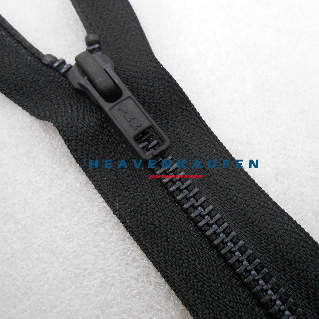 Resleting Zipper Jaket YKK 70 cm Atau 28 inch Hitam Black Oxides Type Gigi Besi Metal Set Open End Buka Lepas