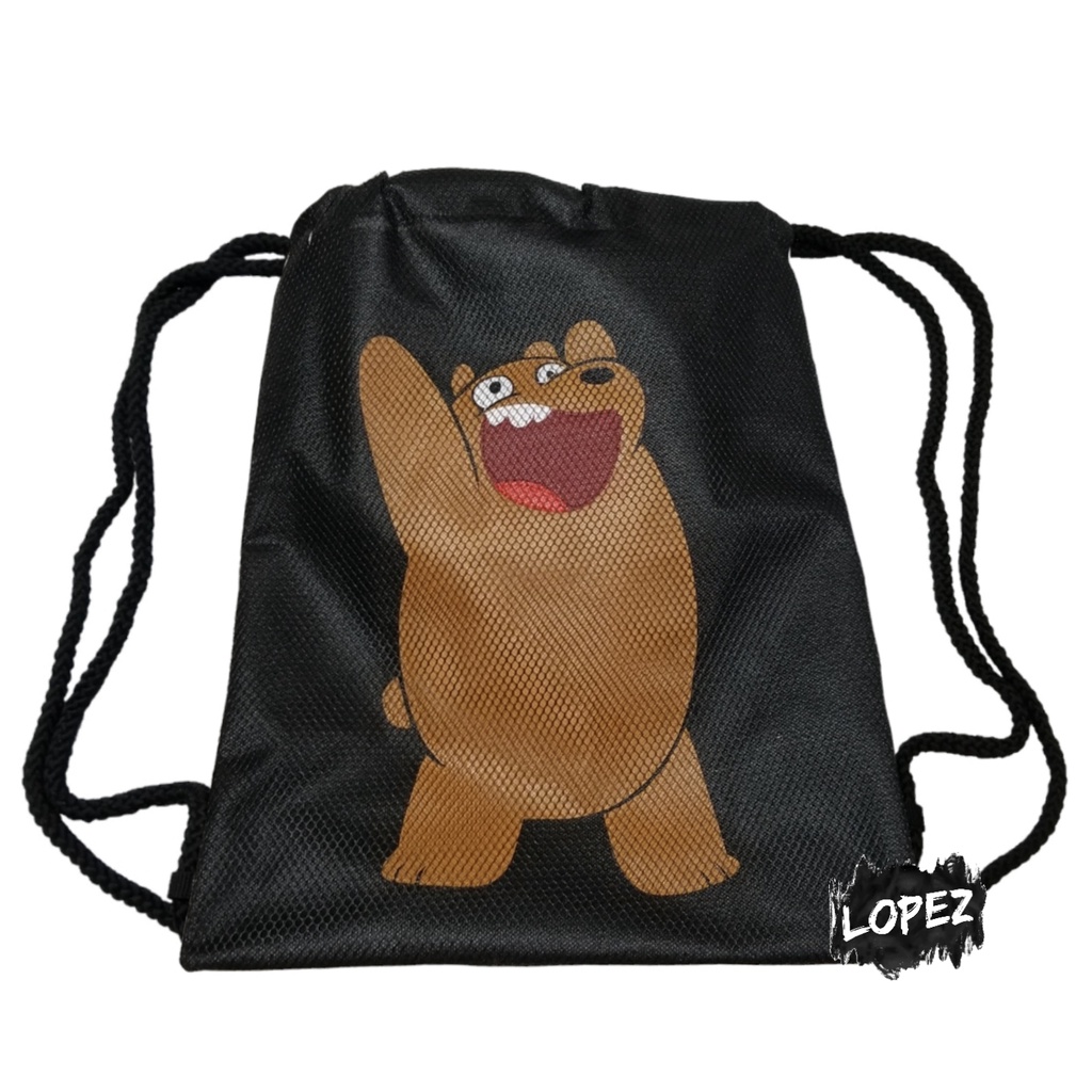 Tas Jaring We Bare Bears / Backpack Grizzly Panda Ice Bear / Tas Ransel Beruang Lopez