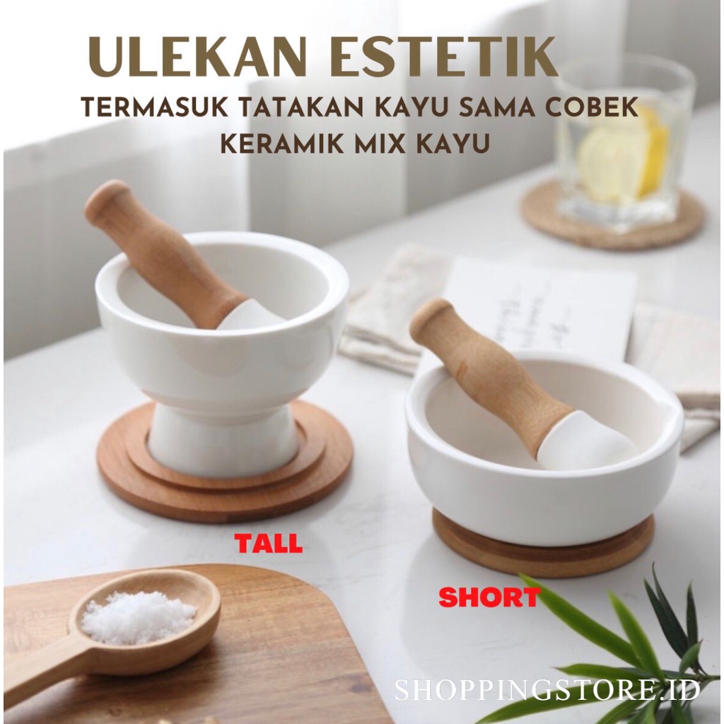 Ulekan Cobek Alu Estetic Nordic Style Bahan Keramik Ceramic Pestle and Mortar