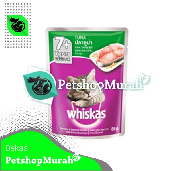 Makanan Kucing Basah Sachet - Whiskas Sachet Tuna 7+ 85 Gram