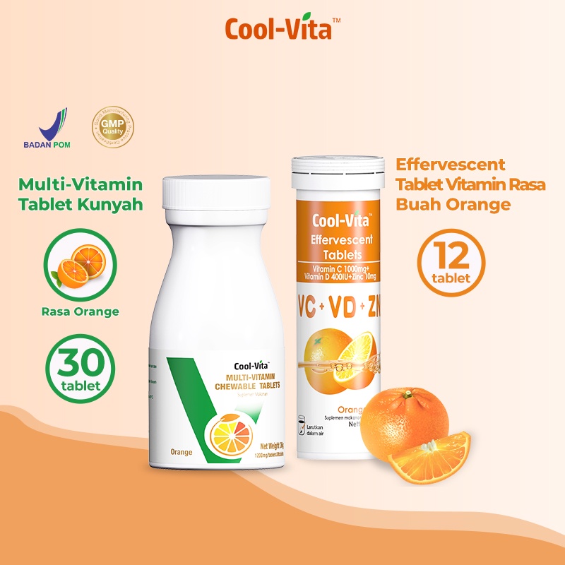 CoolVita MultiVitamin Chewable (Kunyah) Suplemen Makanan Rasa Orange isi 30 Tablets