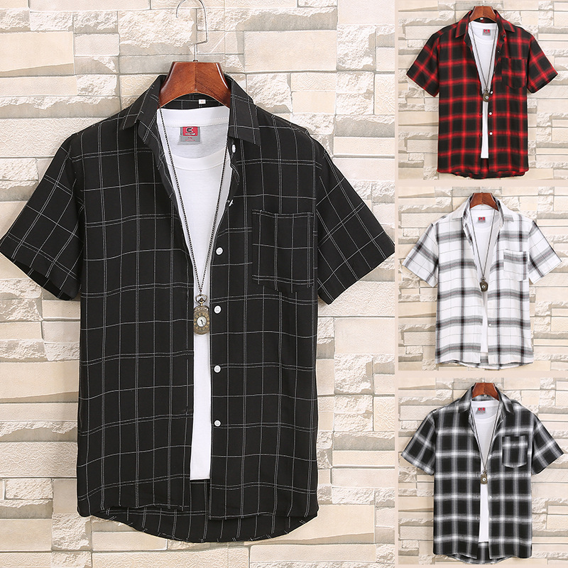 2021 Musim Panas Pria Baru Plaid Baju Lengan Pendek Fashion Versatile Casual Plaid Ba Kemeja Pria Shopee Indonesia