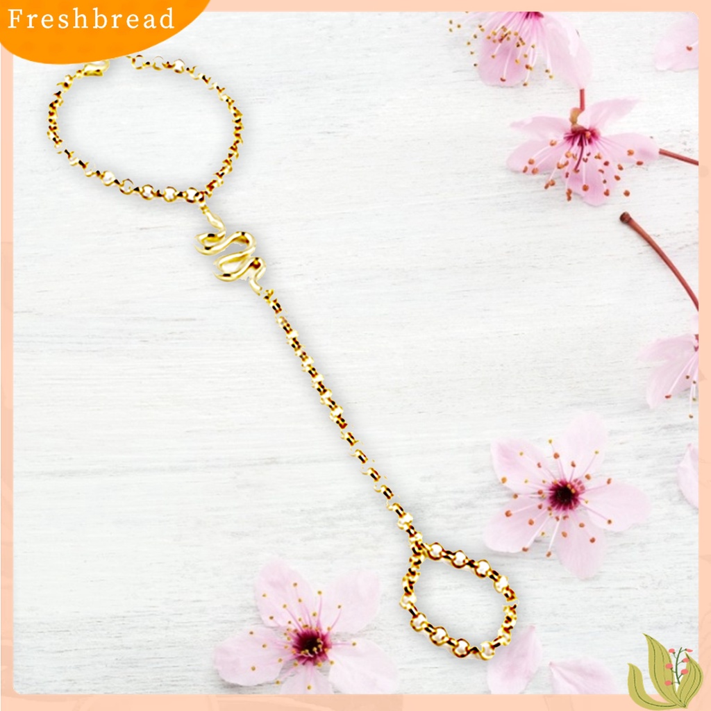 [Fresh] Gelang Tangan Kait Cincin Harness Motif Ular Simple Bahan Metal Warna Gold untuk Wanita