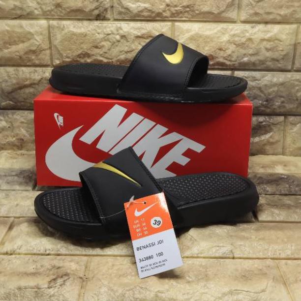 nike benassi gold swoosh