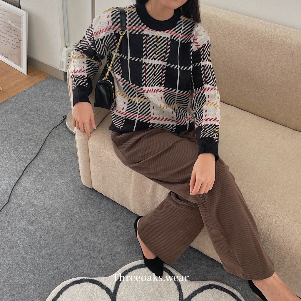 KARDIGAN RAJUT IMPOR OVERSIZED PREMIUM POLA CHECKERED KOREAN STYLE