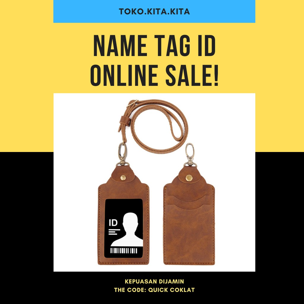 

Gantungan Name Tag Id Card Holder Cokelat Bahan Kulit Sintetis Pu Leather Premium