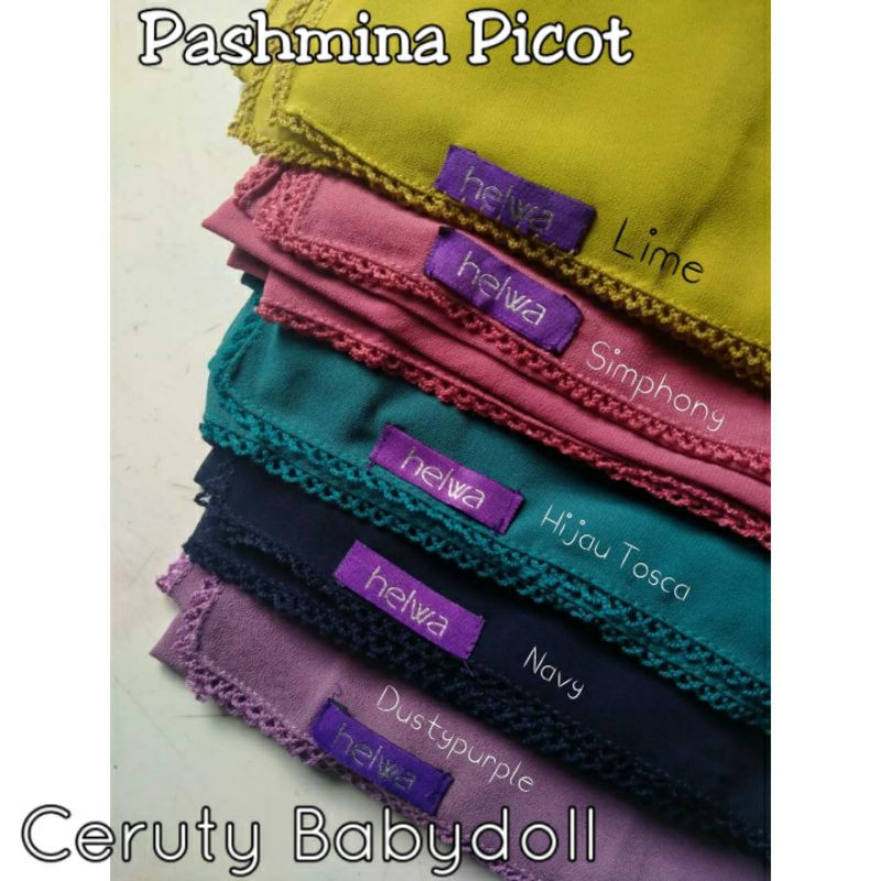 Pashmina Picot Lace Crochet Embroidery Ceruty Babydoll ORI Helwa ANSANIA