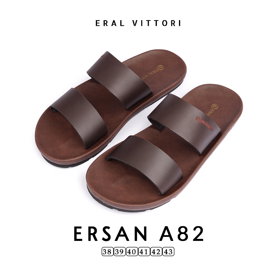 Eral Vittori -  Ersan A82 Sandal Pria Kulit Harian Santai Coklat