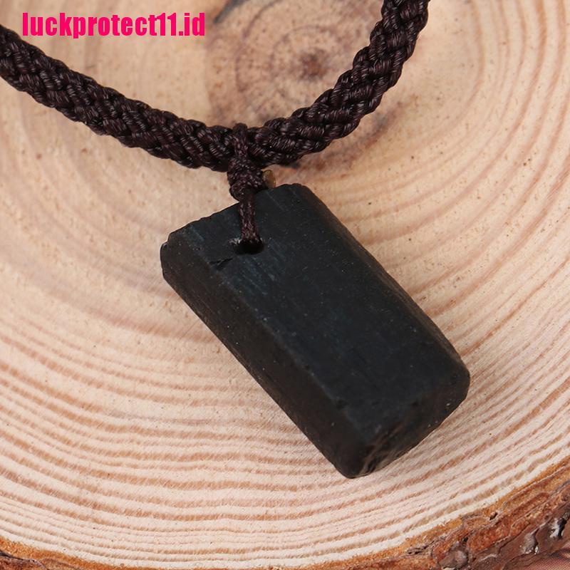 (LUCK) Kalung Rantai Dengan Liontin Batu Kristal Tourmaline Hitam Natural Untuk Wanita