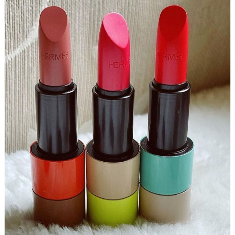 HERMES SATIN LIPSTICK LIMITED EDITION - 17 BEIGE EBLOUI/43 ROSE OASIS/52 CORAIL AQUA