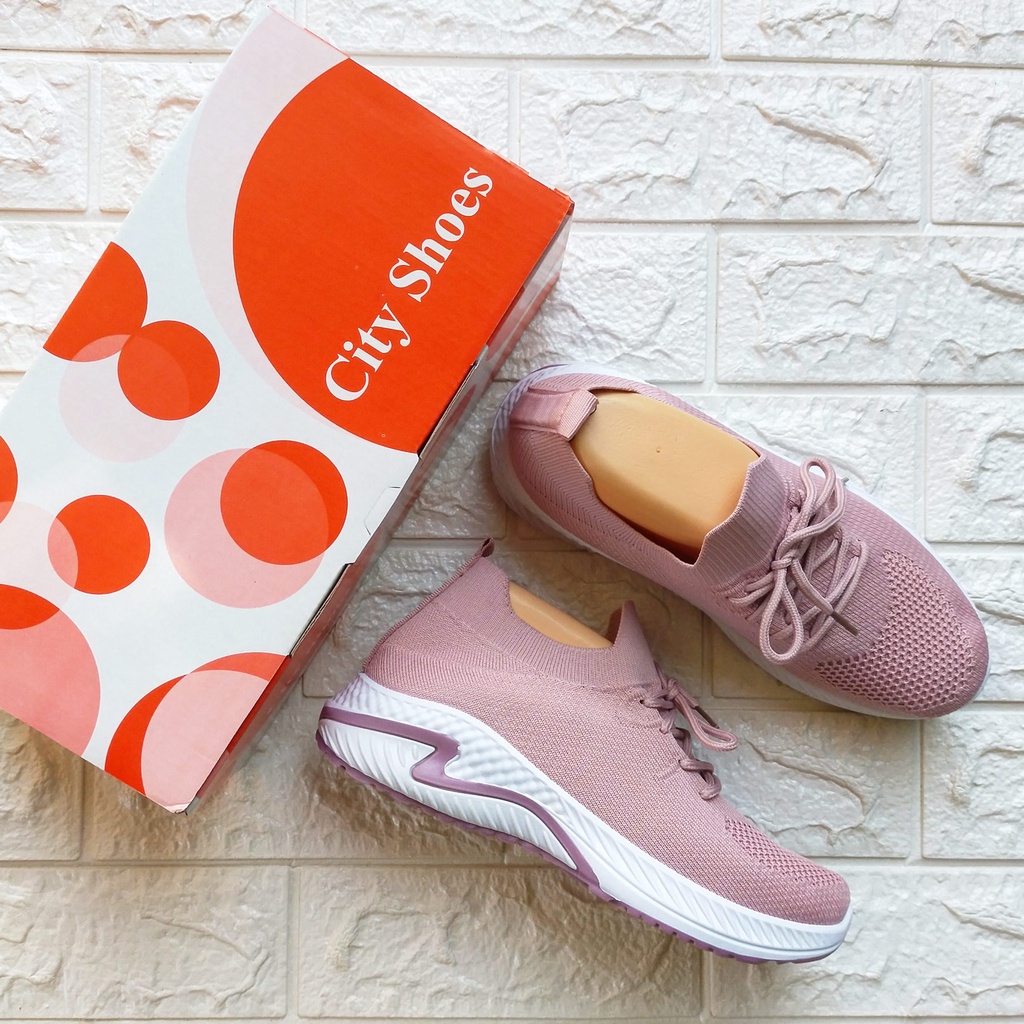 Sepatu Slip-on Rajut Wanita import super lentur Premium