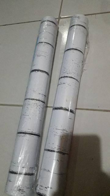 Wallpaper Sticker Dinding Motif Kayu Putih Vintage Kmk 10528 Lebar 45