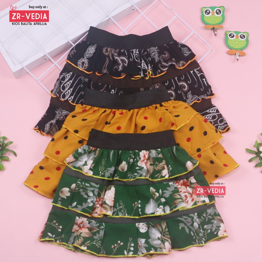 Rok Tumpuk Motif uk 3-4 Tahun / Rok Anak Perempuan Cewek Murah Skirt Pendek Polos Lucu Grosir Cewek