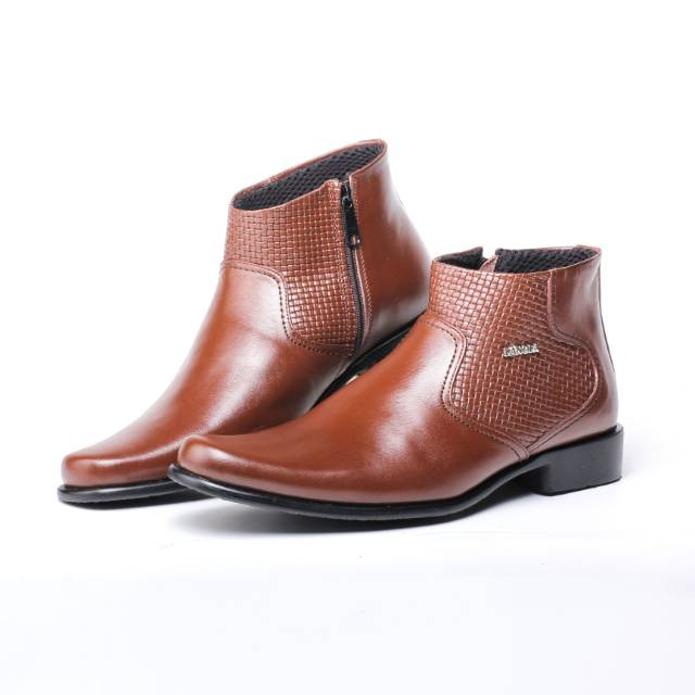  Sepatu  Boot  Kulit Pria  Lanofa Boot  01 Coklat  Shopee 