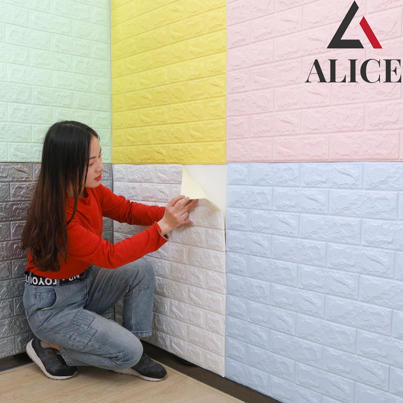 1 Wallpaper Dinding Wallpaper 3D Walpaper Foam Motif Batu Bata Good Quality Pabrik 70x77CM Ketebalan Sebenarnya 6MM-7